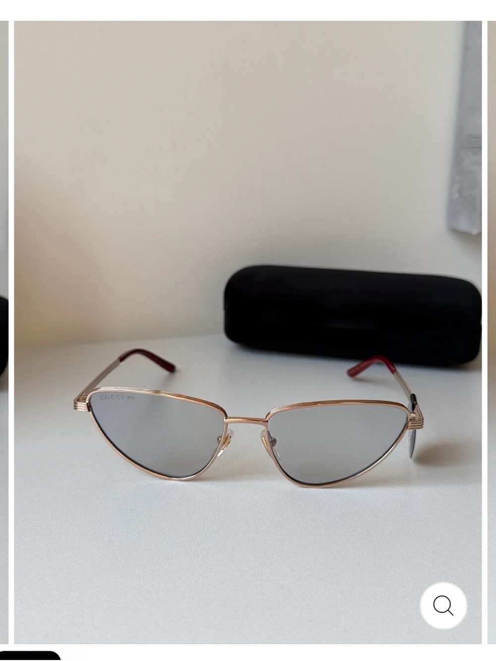Gucci Gold Frame Cat-Eye Sunglasses with Gray Lenses